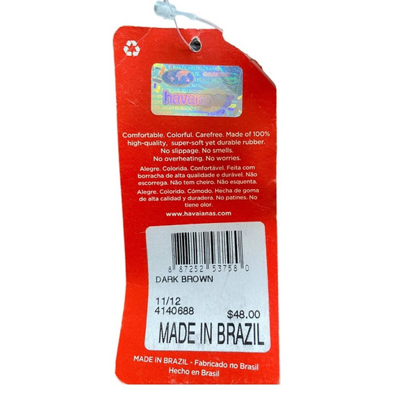 NWT Havaianas brown thong rubber flip flop size 43 44 - Picture 6 of 7